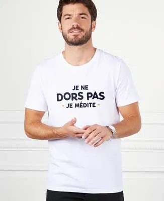 T-shirt homme recyclé Filgood Je ne dors pas je médite