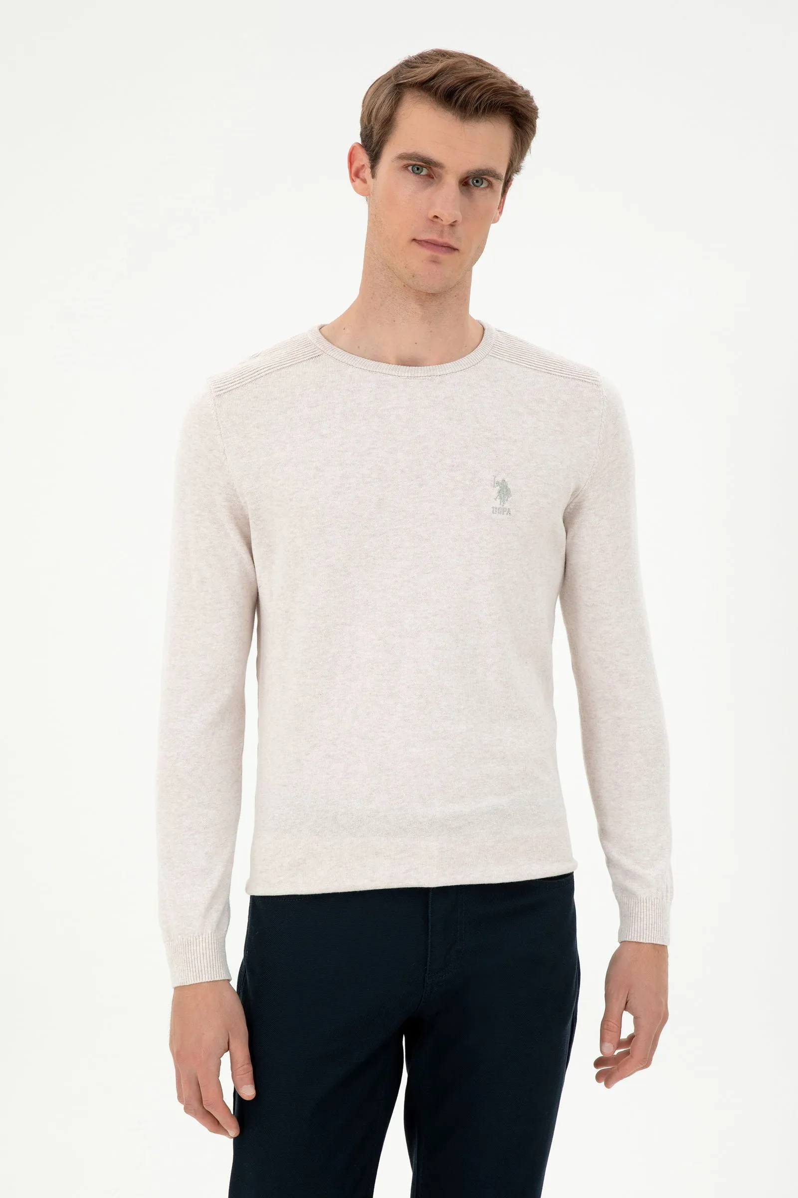 TD01 KNITTED JUMPER STONE MELANGE