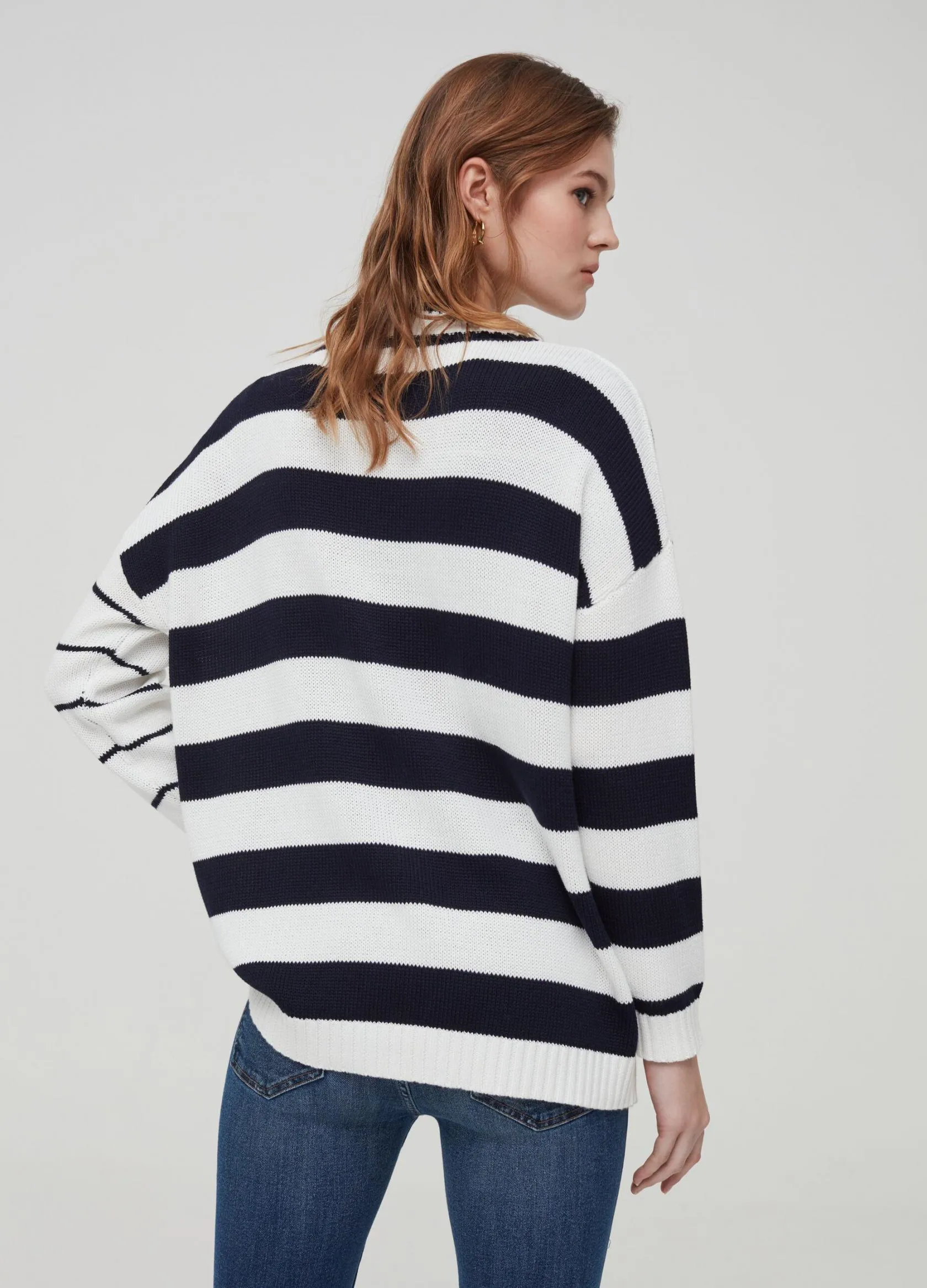 Tricots Femme | Striped knitted pullover Blanc / Bleu | OVS